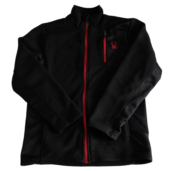 Spyder Youth Large 14/16 Full Zip Red Black Fleece Long Sleeve Sweater J… - Picture 1 of 16
